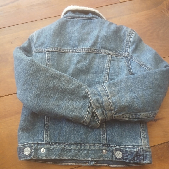 Gap Uni-sex Kids Sherpa lined denim jacket S (6/7) - Picture 2 of 6